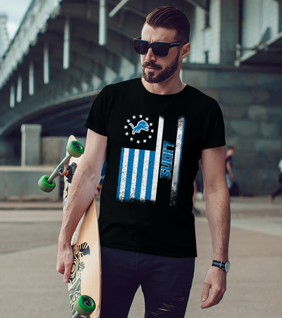 Detroit Lions American Flag Stars And Stripes T-Shirt