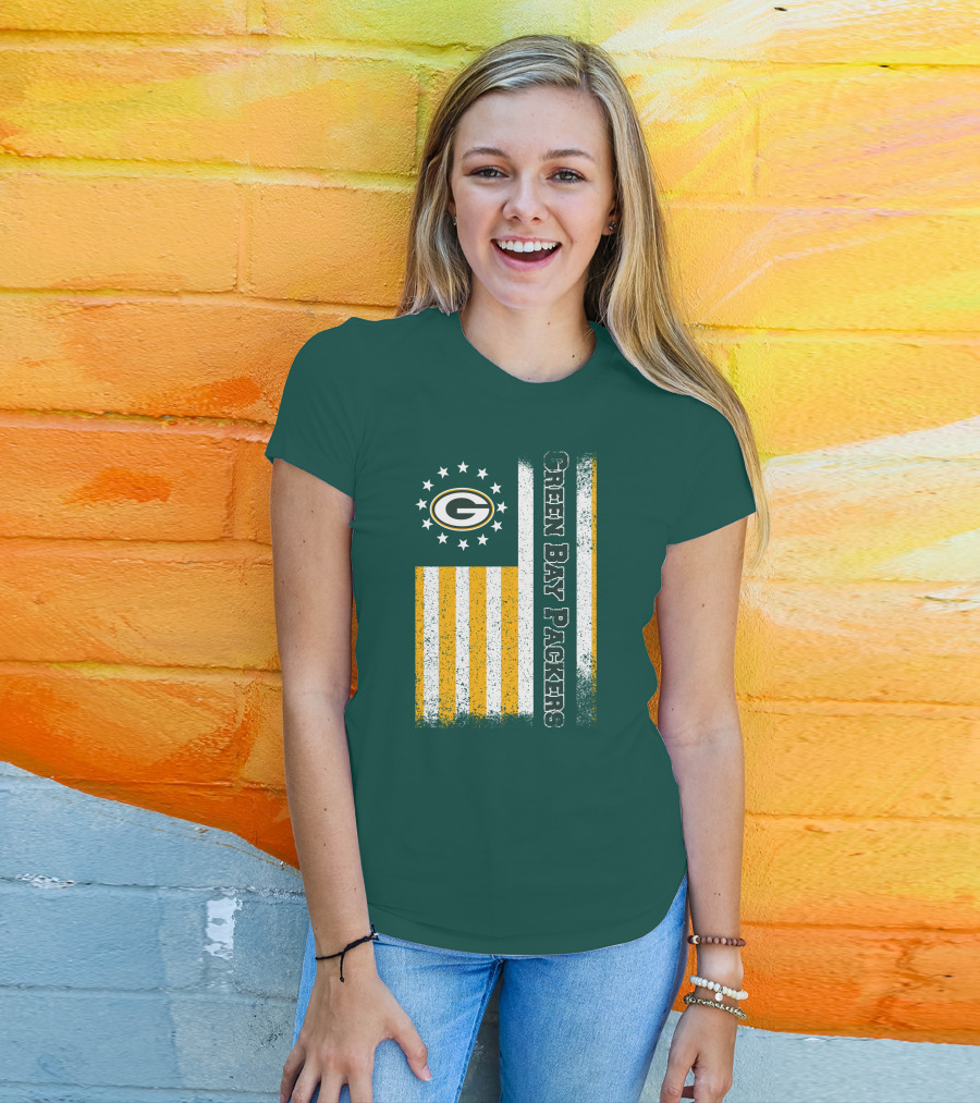 Green Bay Packers American Flag Stars Stripes T-Shirt