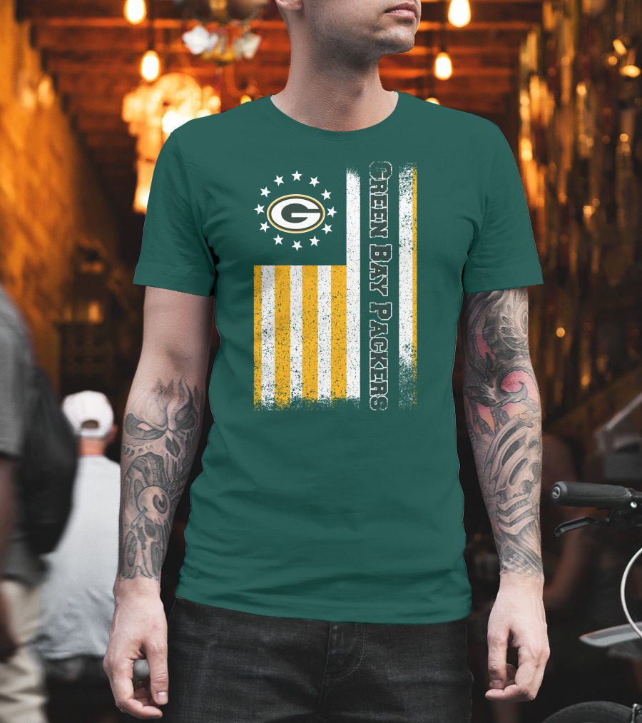 Green Bay Packers American Flag Stars Stripes T-Shirt
