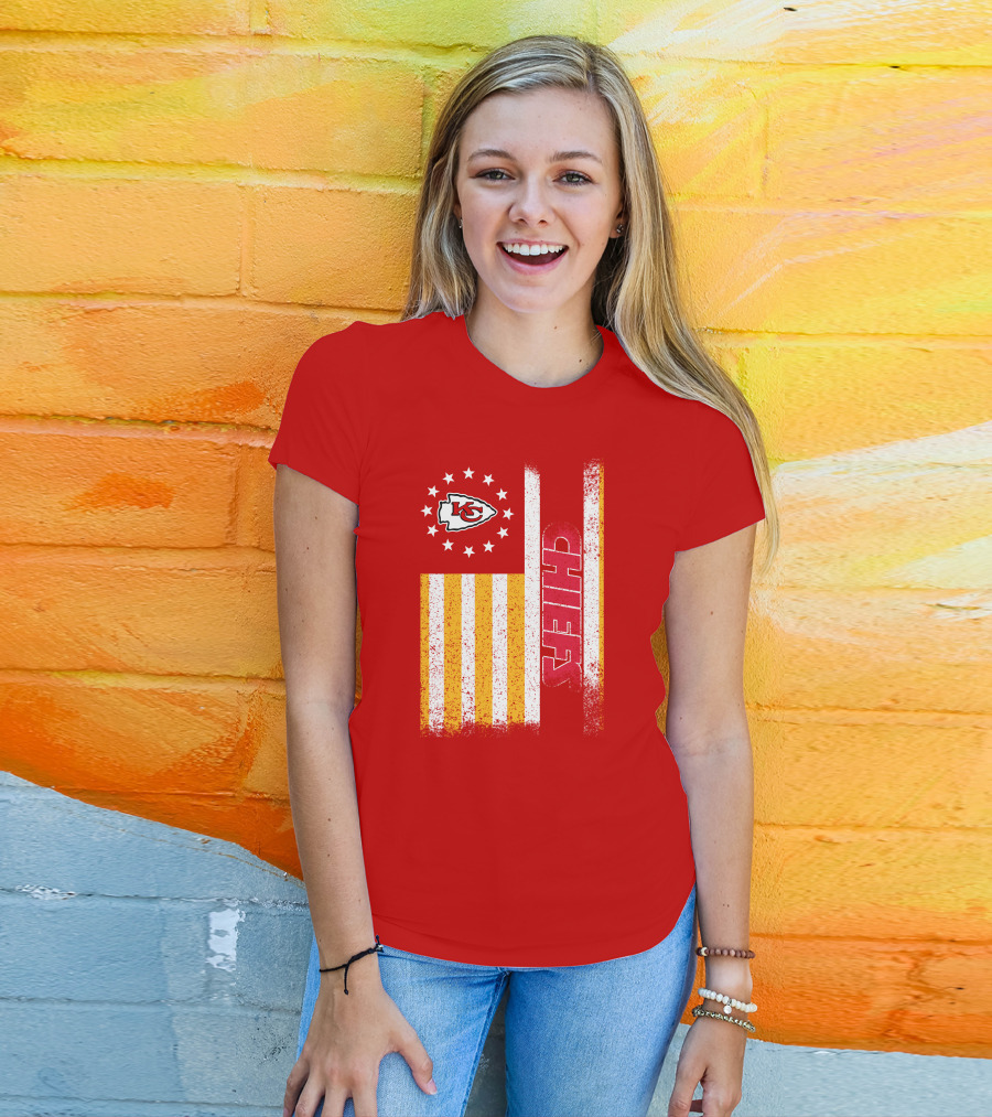 Kansas City Chiefs American Flag Stripes Stars T-Shirt