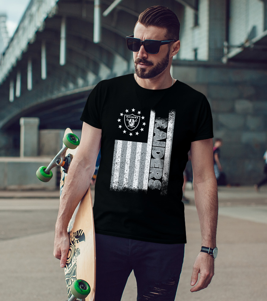 Las Vegas Raiders American Flag Stars And Stripes Logo Edition T-Shirt
