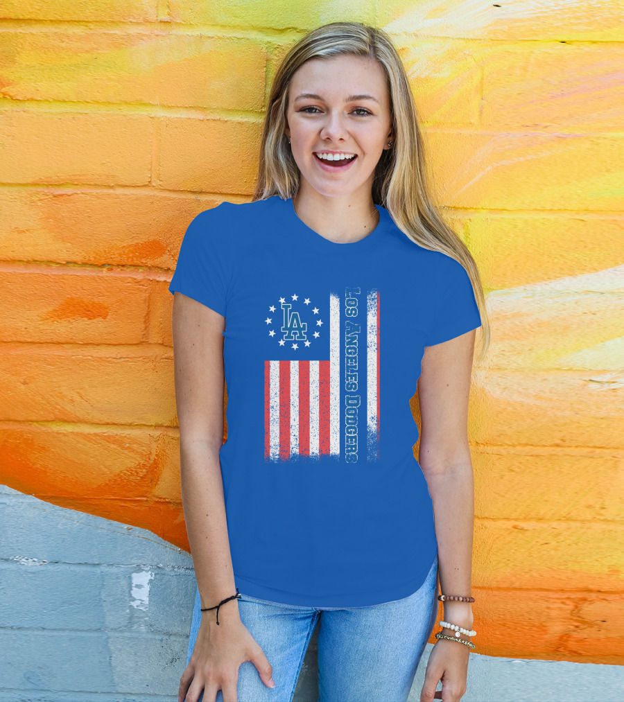 Los Angeles Dodgers American Flag La Logo Patriotic Stars And Stripes T-Shirt