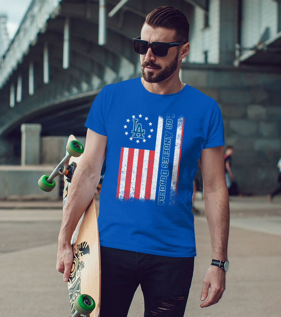 Los Angeles Dodgers American Flag La Logo Patriotic Stars And Stripes T-Shirt