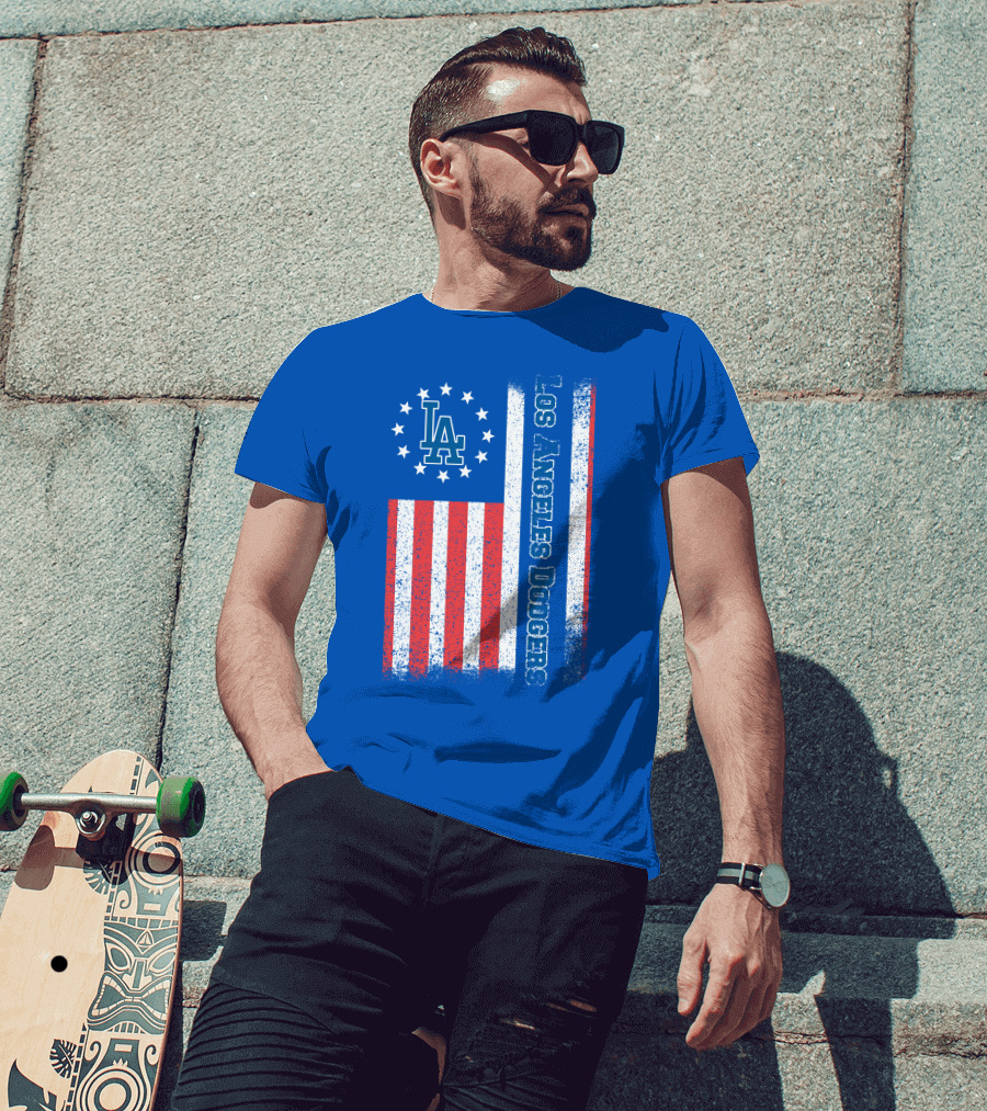 Los Angeles Dodgers American Flag La Logo Patriotic Stars And Stripes T-Shirt