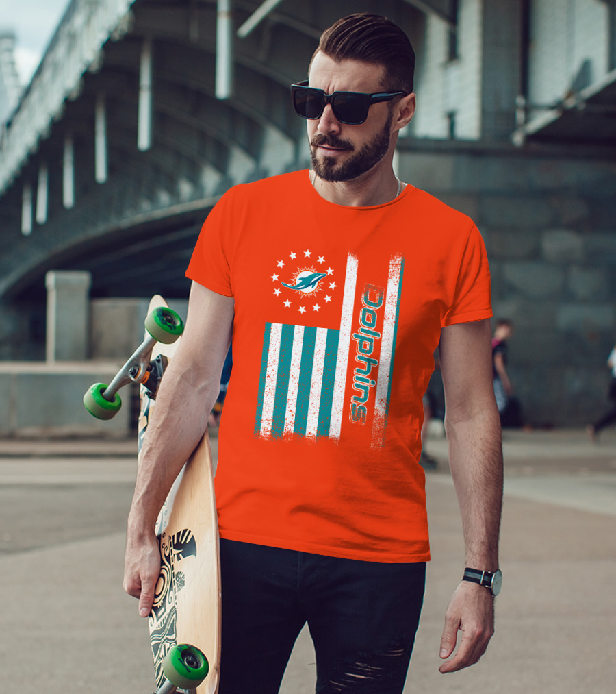 Miami Dolphins American Flag Dolphins Logo Stars T-Shirt