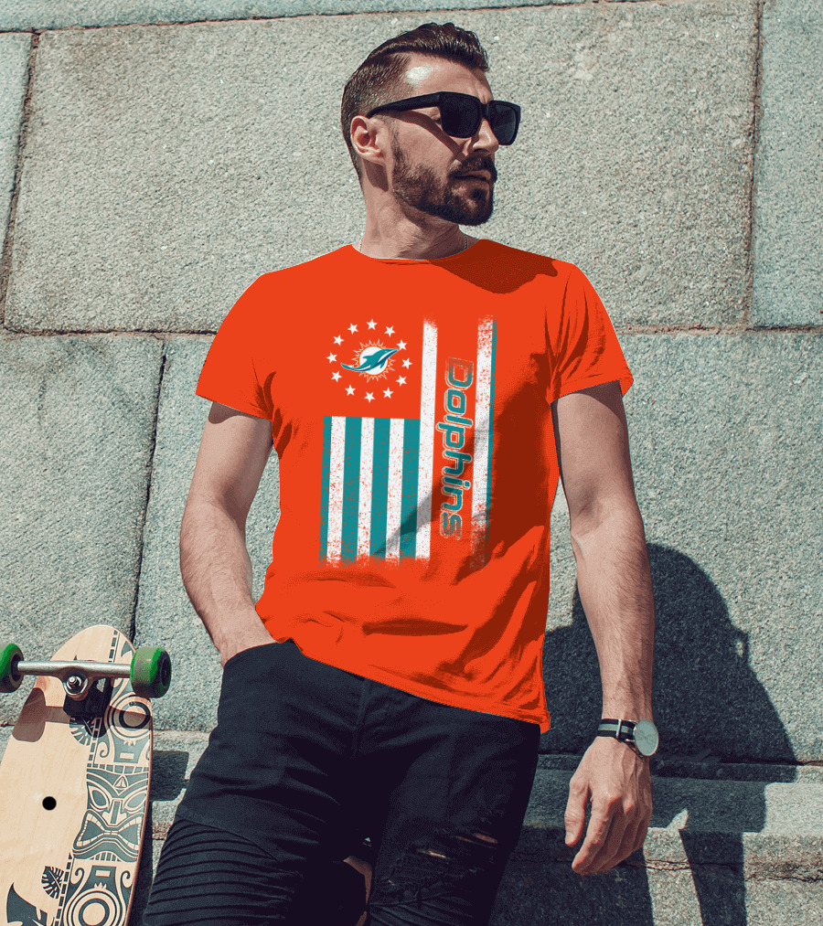 Miami Dolphins American Flag Dolphins Logo Stars T-Shirt