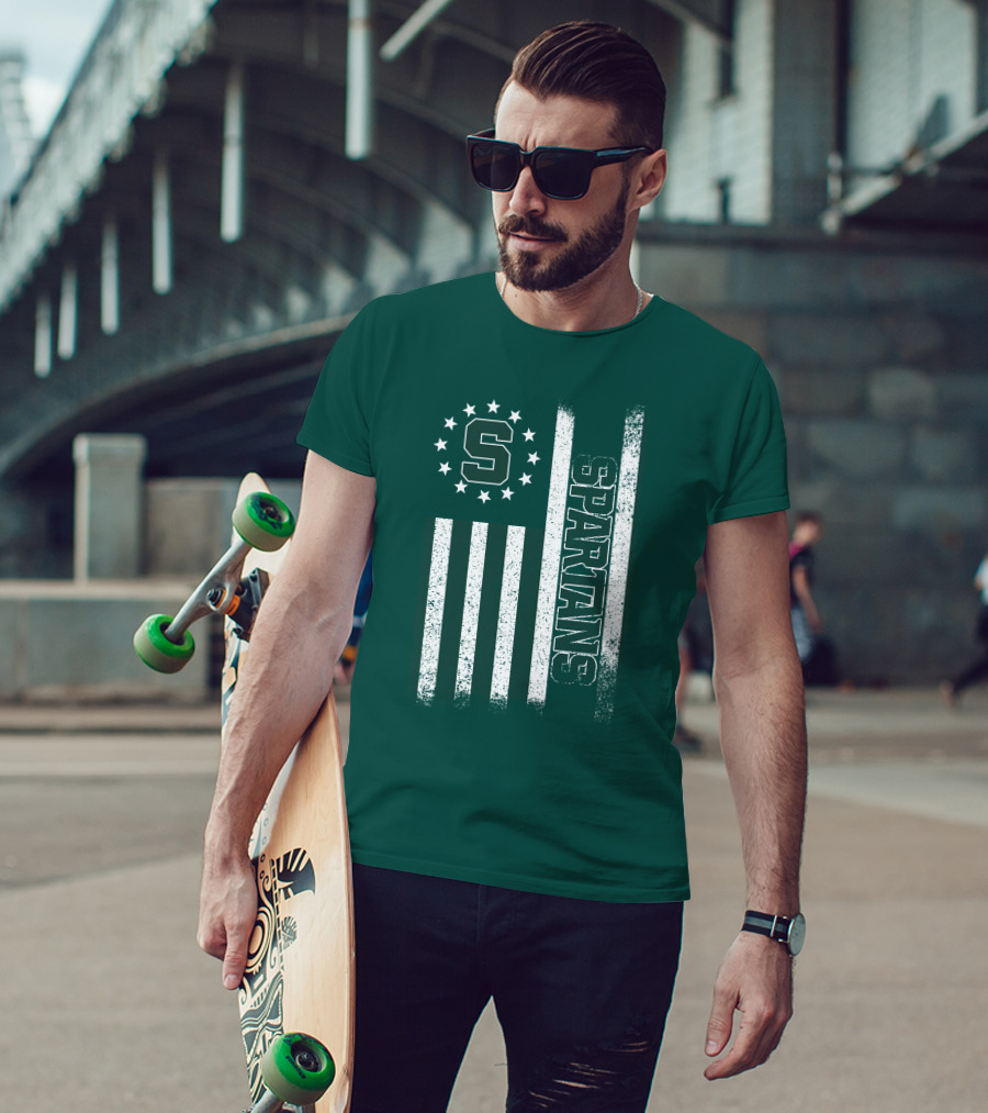 Michigan State Spartans S Logo Flag T-Shirt