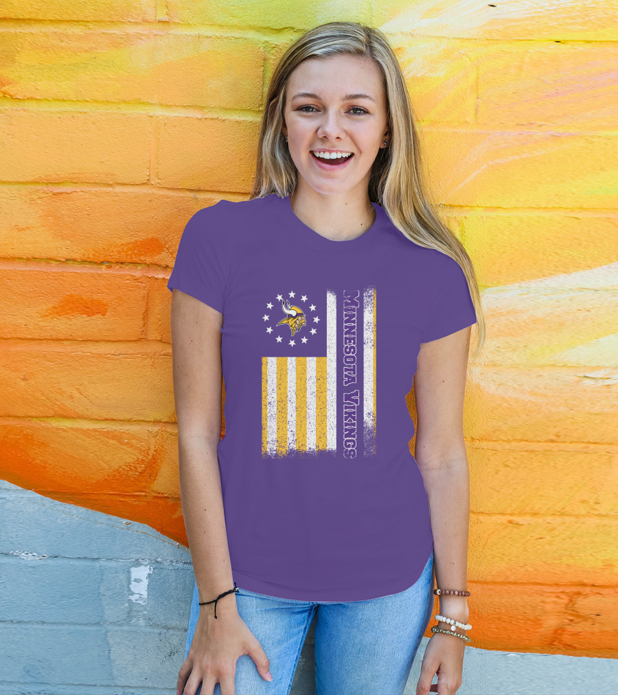 Minnesota Vikings American Flag Stars And Stripes T-Shirt