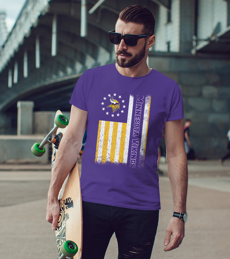 Minnesota Vikings American Flag Stars And Stripes T-Shirt