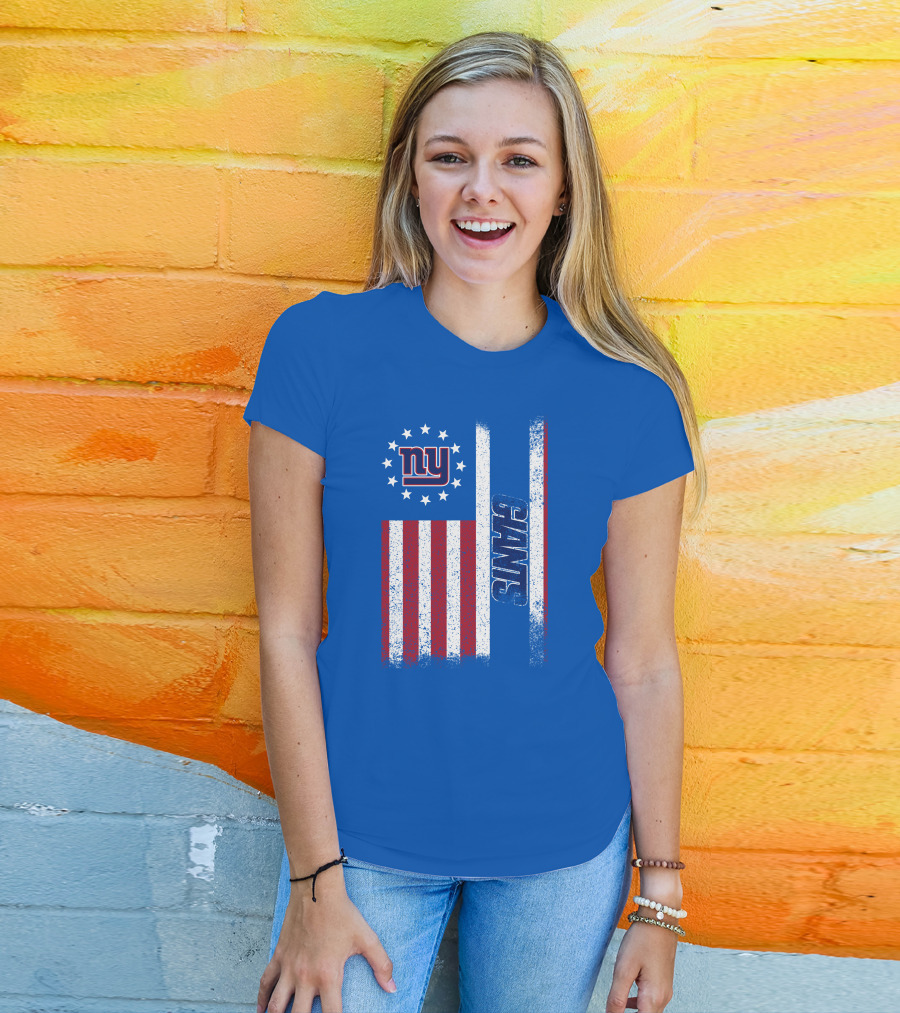 New York Giants Stars And Stripes American Flag T-Shirt