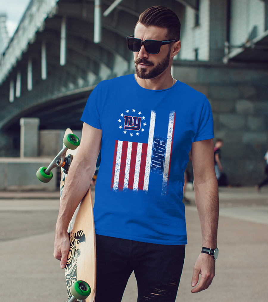 New York Giants Stars And Stripes American Flag T-Shirt