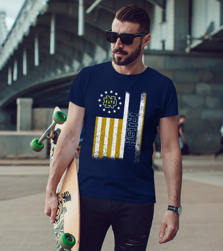 Notre Dame Fighting Irish American Flag Nd T-Shirt