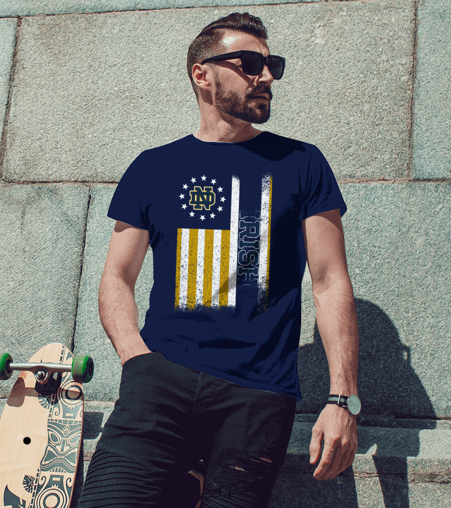 Notre Dame Fighting Irish American Flag Nd T-Shirt