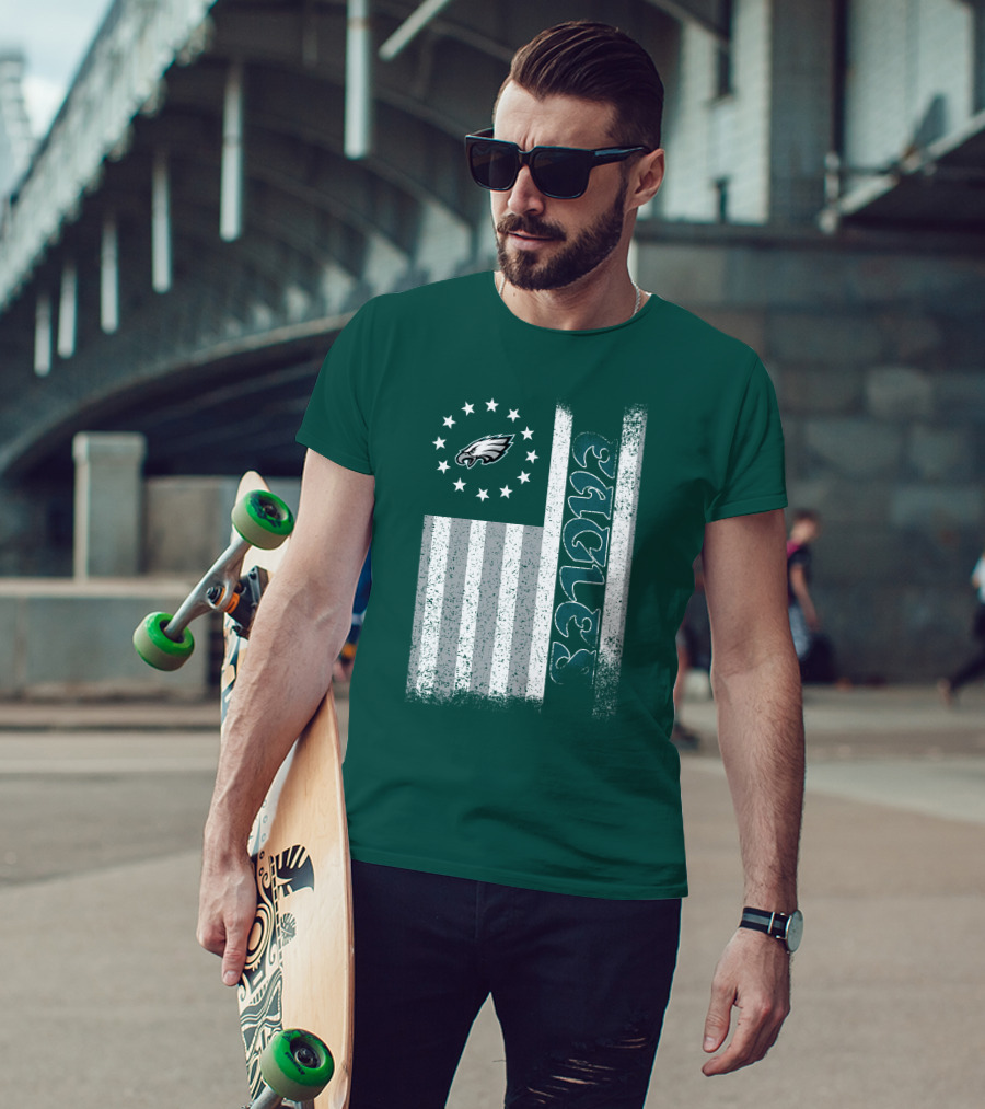 Philadelphia Eagles Stars And Stripes American Flag T-Shirt