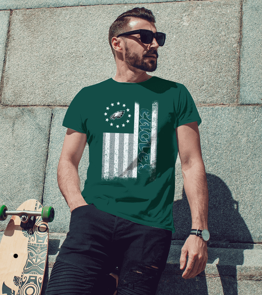 Philadelphia Eagles Stars And Stripes American Flag T-Shirt