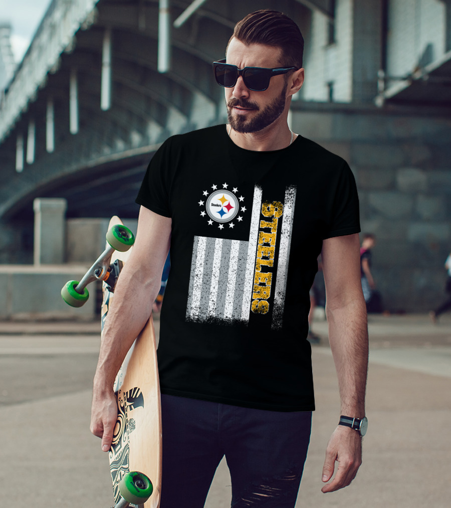 Pittsburgh Steelers American Flag Stars And Stripes T-Shirt