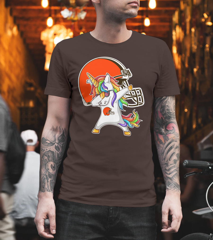 Cleveland Browns Unicorn Dabbing with Helmet T-Shirt