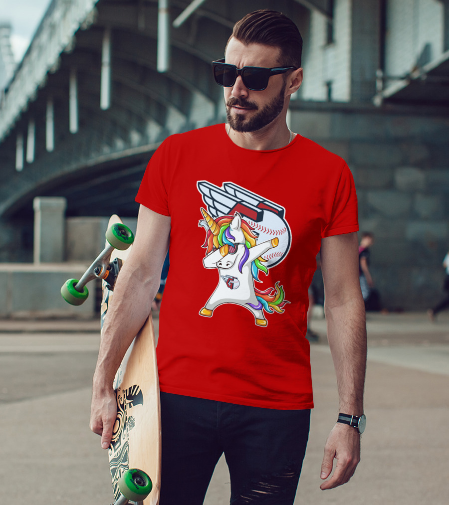 Cleveland Guardians Baseball Unicorn Dabbing With Winged Ball T-Shirt