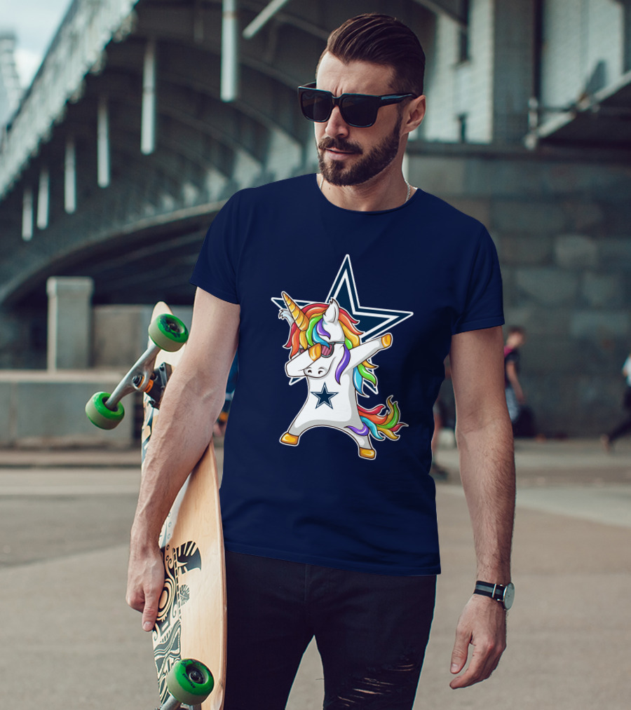 Dallas Cowboys Unicorn Dabbing Star Rainbow T-Shirt