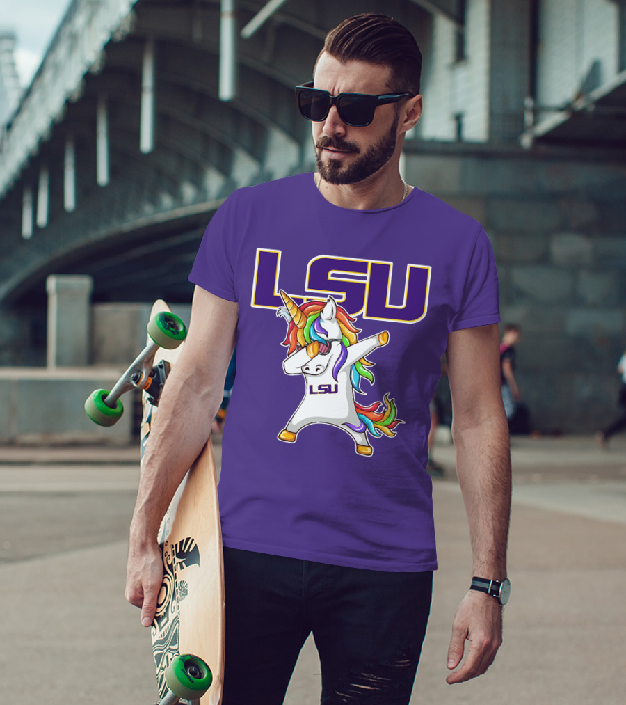 LSU Tigers Unicorn Dabbing Rainbow Mane T-Shirt