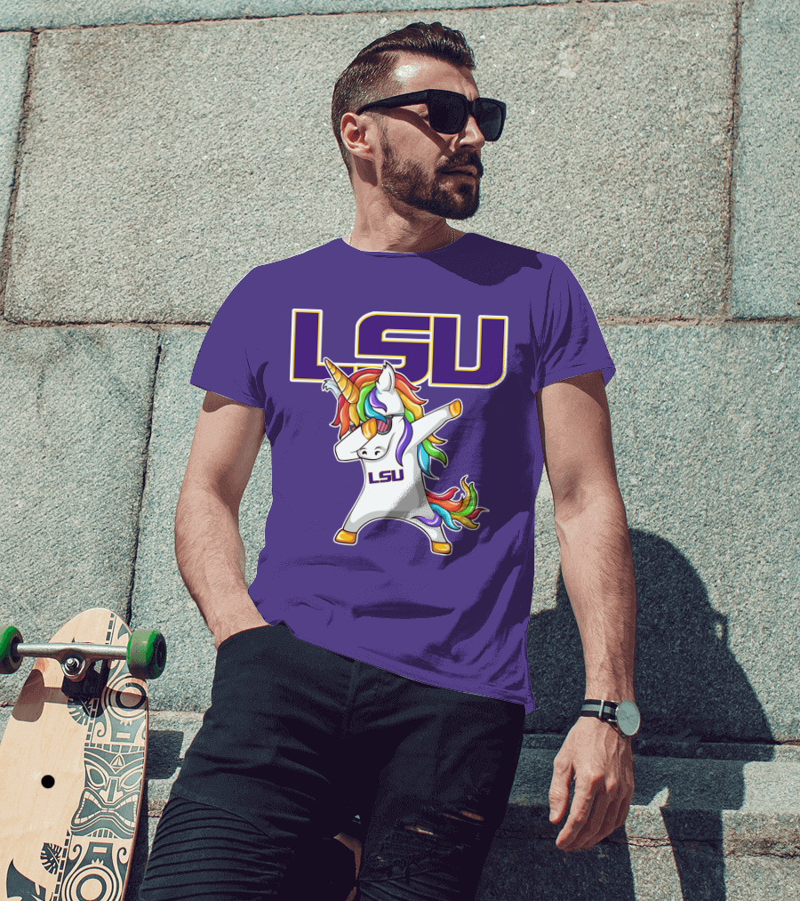 LSU Tigers Unicorn Dabbing Rainbow Mane T-Shirt