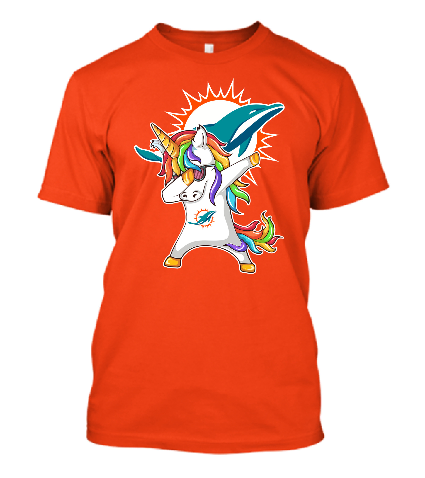 Miami Dolphins Logo Unicorn Dabbing Gesture T-Shirt