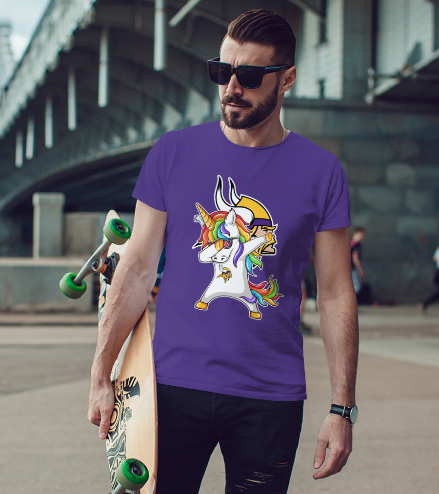 Minnesota Vikings Rainbow Unicorn Dabbing T-Shirt