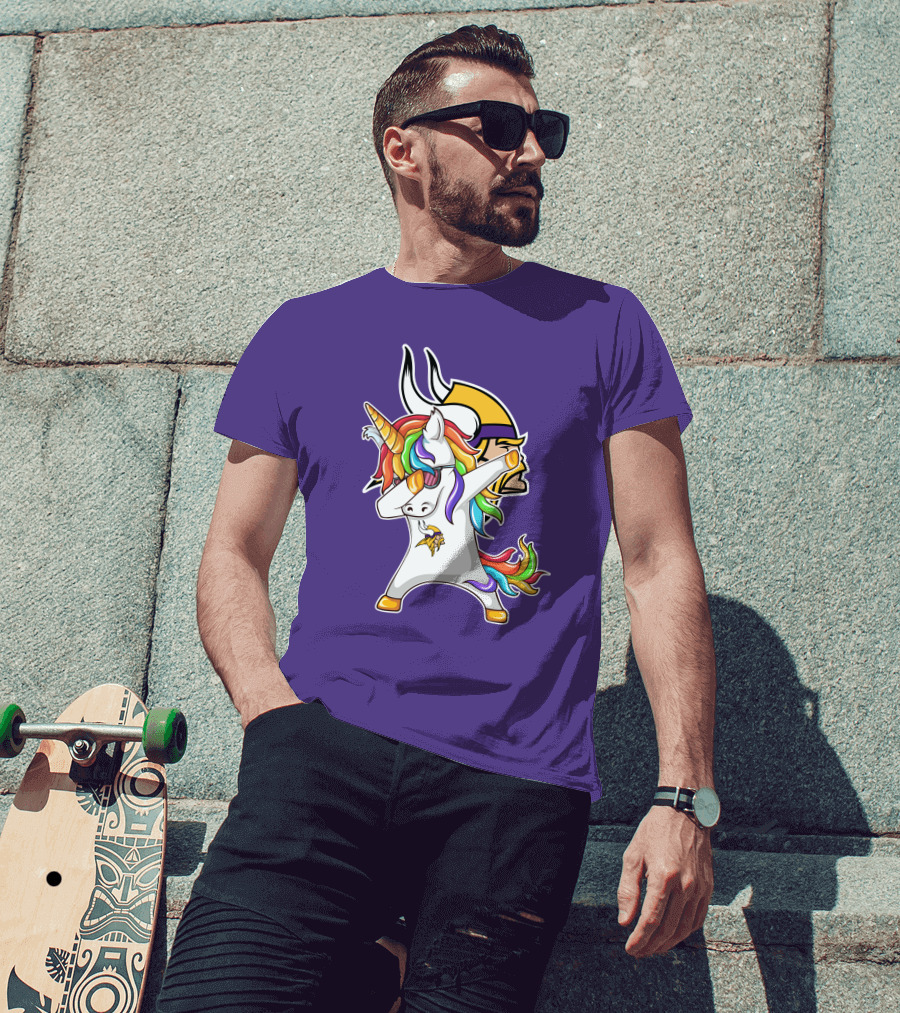 Minnesota Vikings Rainbow Unicorn Dabbing T-Shirt