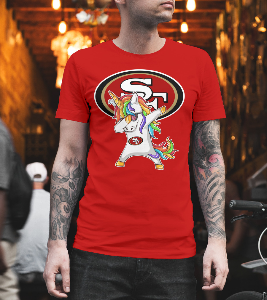 San Francisco 49ers SF Logo Rainbow Unicorn Dabbing T-Shirt