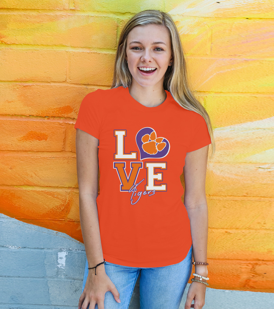 LOVE Heart Tigers Clemson T-Shirt