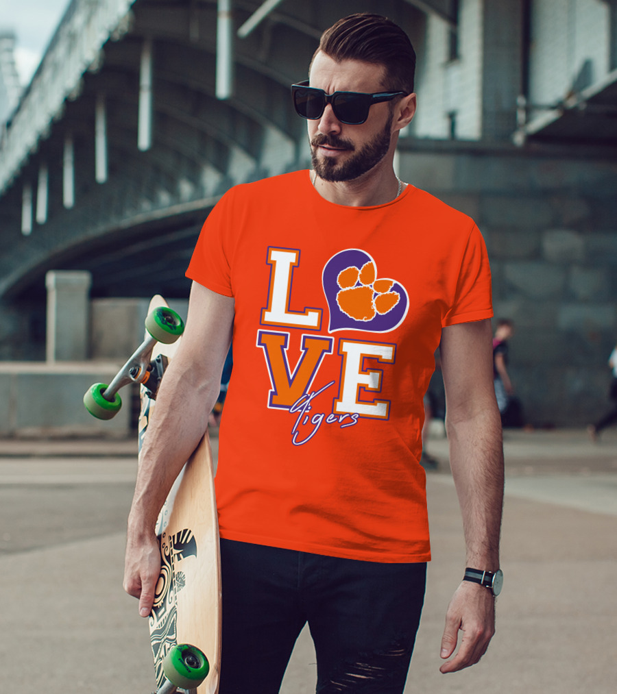 LOVE Heart Tigers Clemson T-Shirt