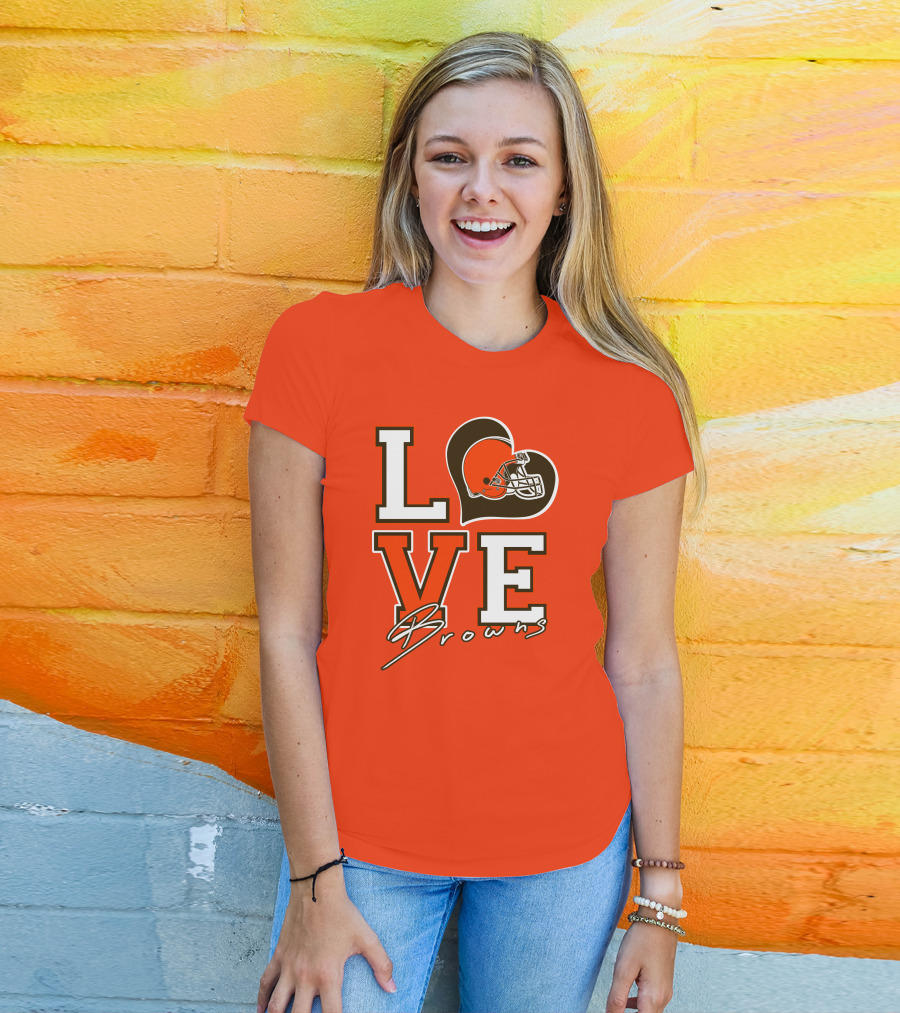 LOVE Browns Football Helmet Heart T-Shirt