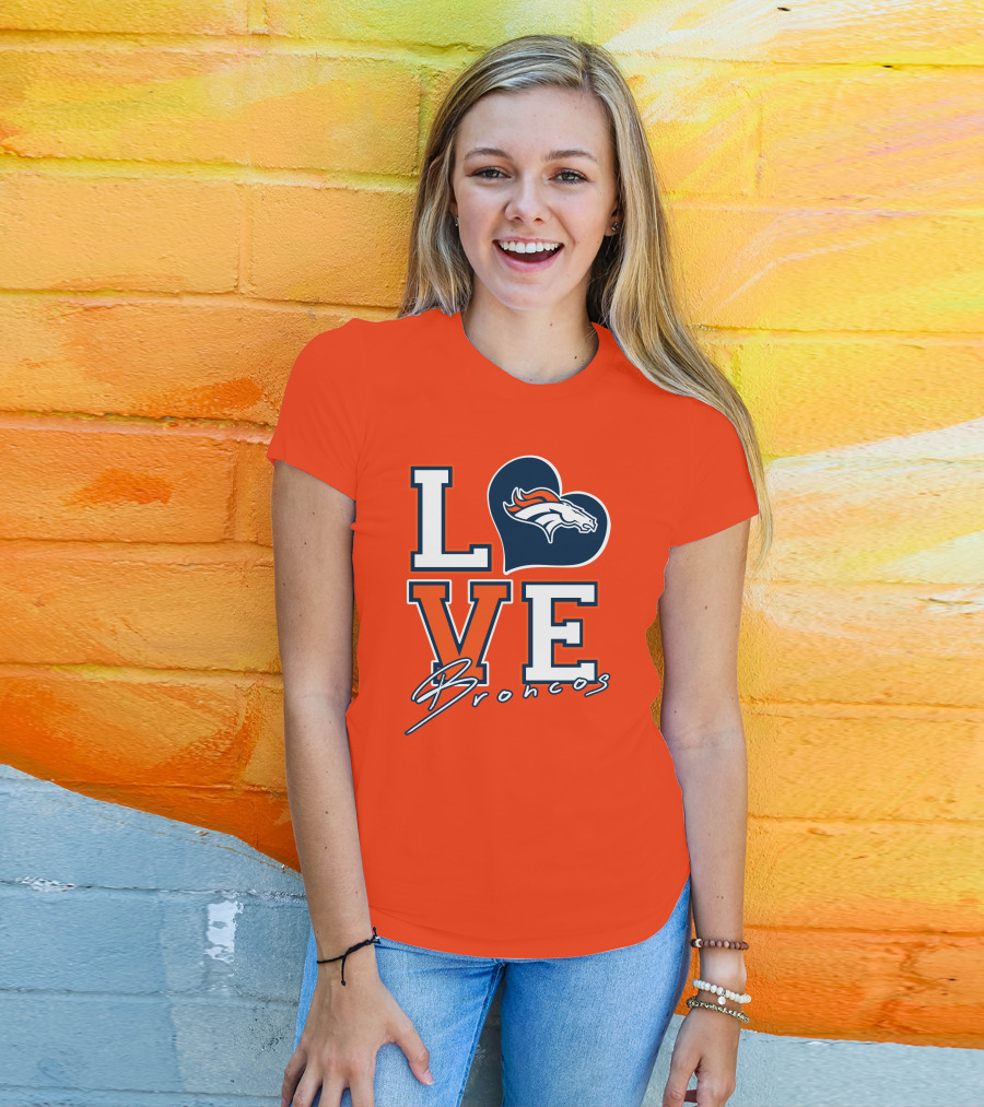 Love Broncos Denver Broncos Heart T-Shirt