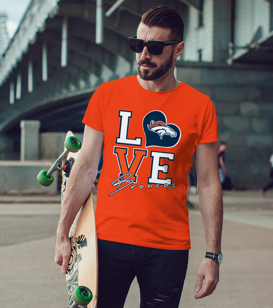 Love Broncos Denver Broncos Heart T-Shirt