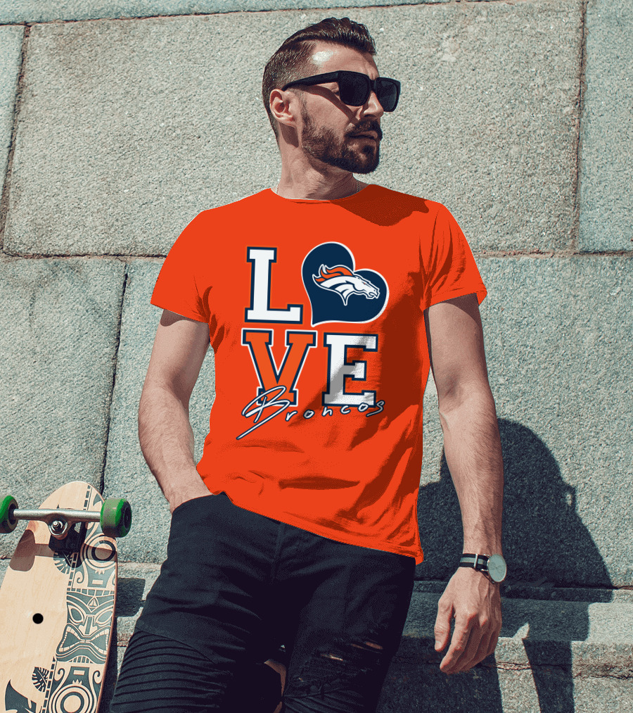 Love Broncos Denver Broncos Heart T-Shirt