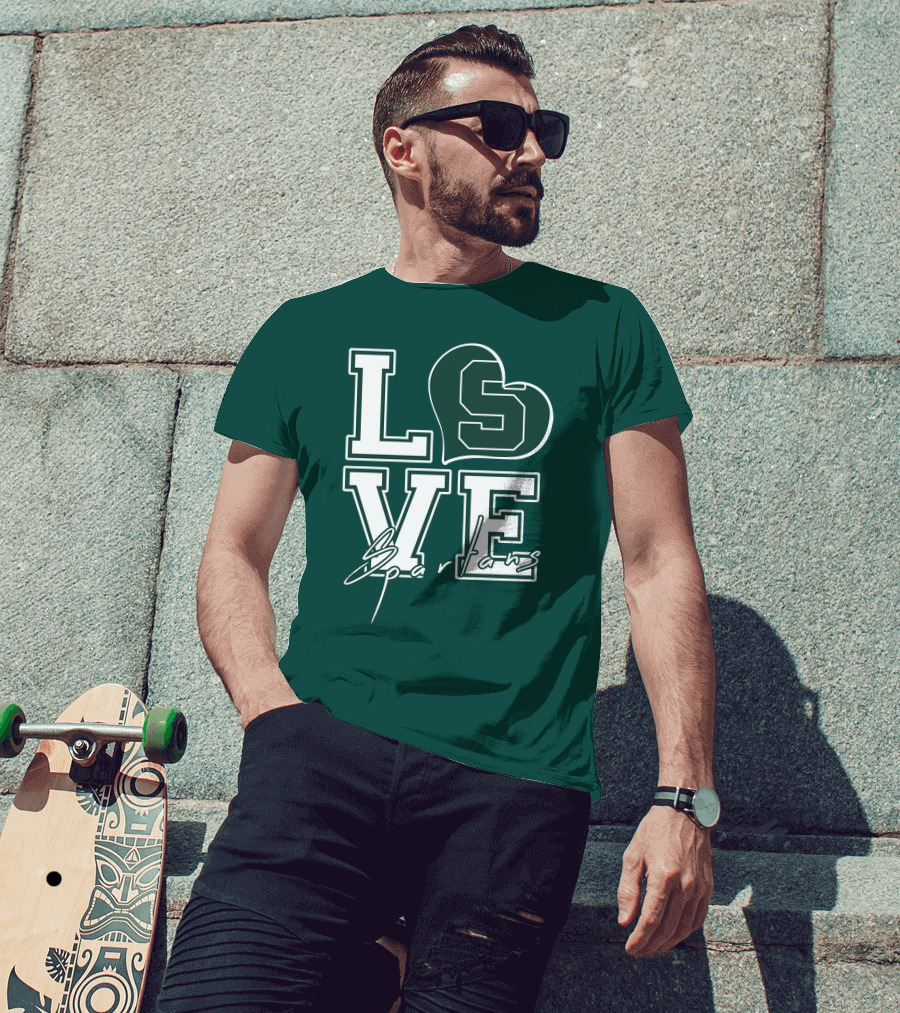 Love Spartans Michigan State Heart T-Shirt