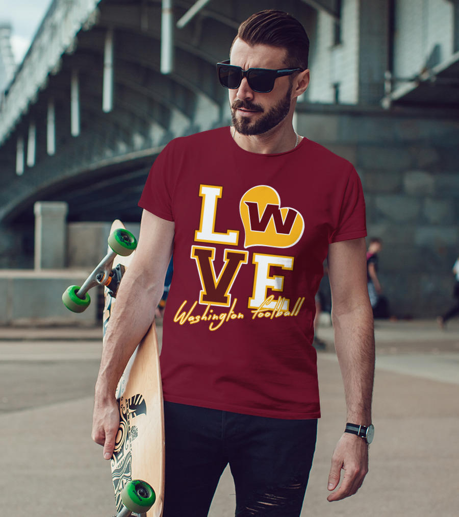 Washington Football Love W Heart T-Shirt