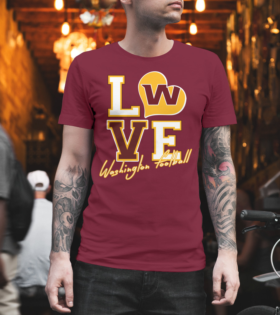 Washington Football Love W Heart T-Shirt
