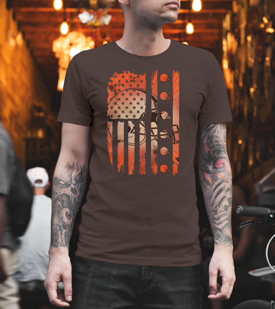 Cleveland Browns Helmet American Flag Edition T-Shirt
