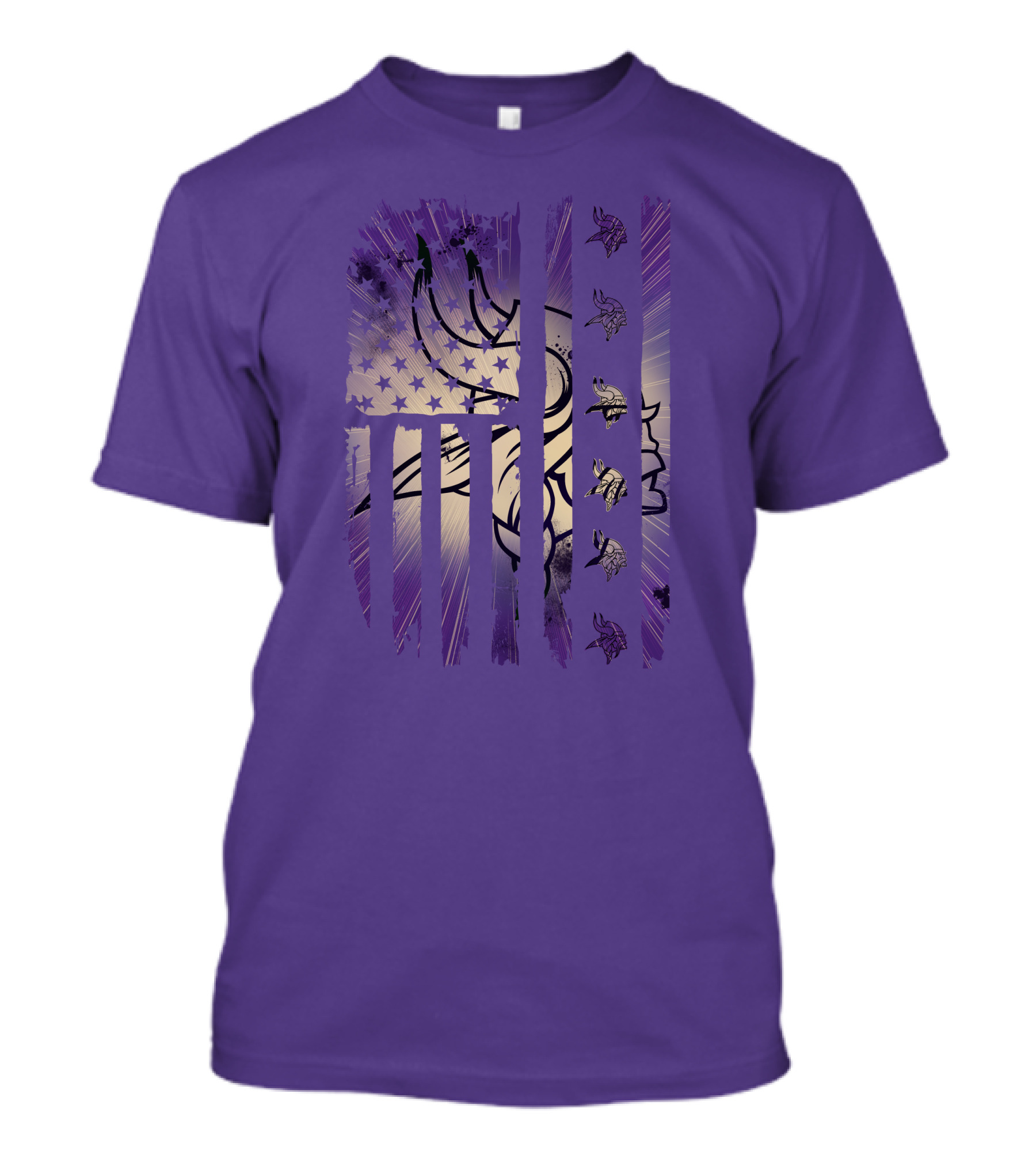 Minnesota Vikings American Flag Stars And Stripes Football Fan T-Shirt
