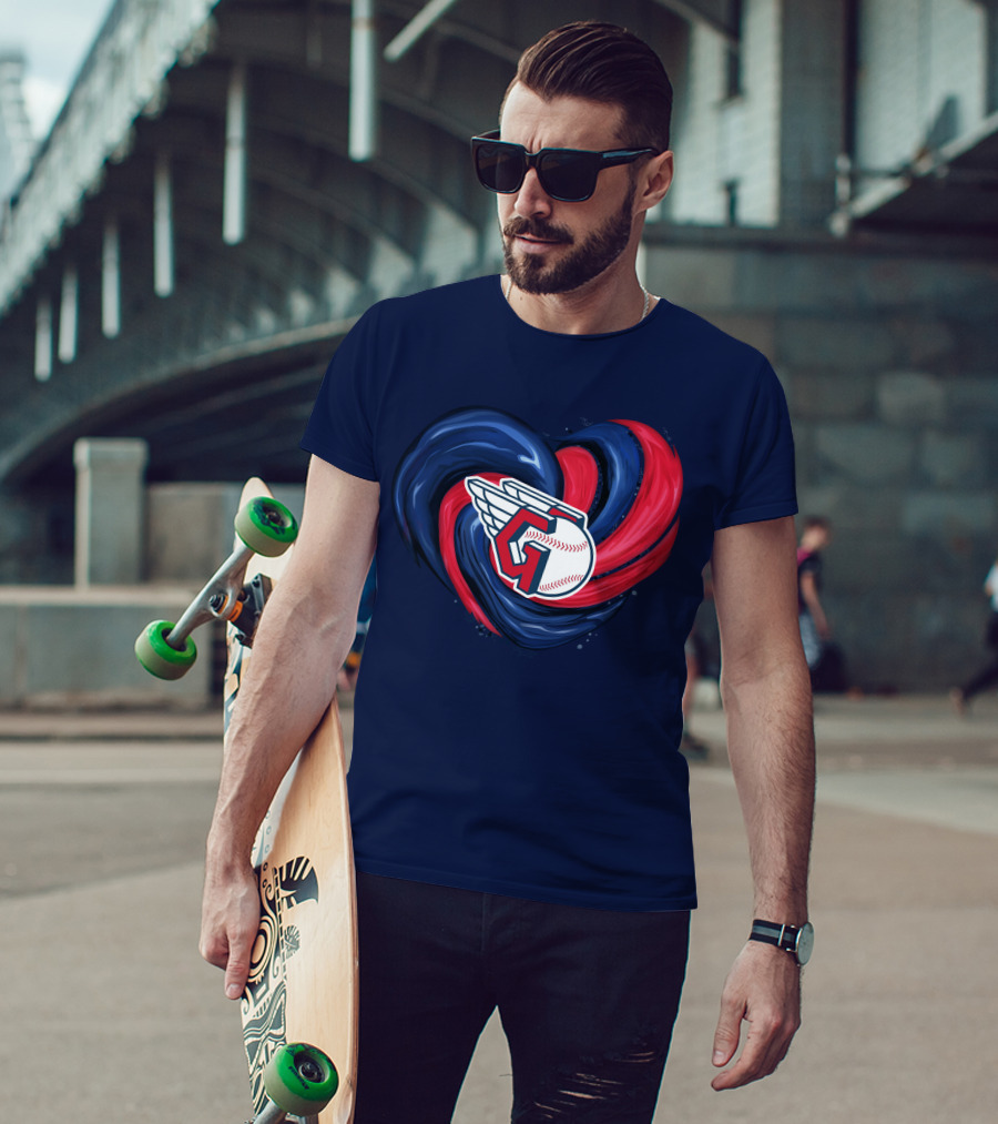 Cleveland Guardians Heart Tornado Baseball T-Shirt