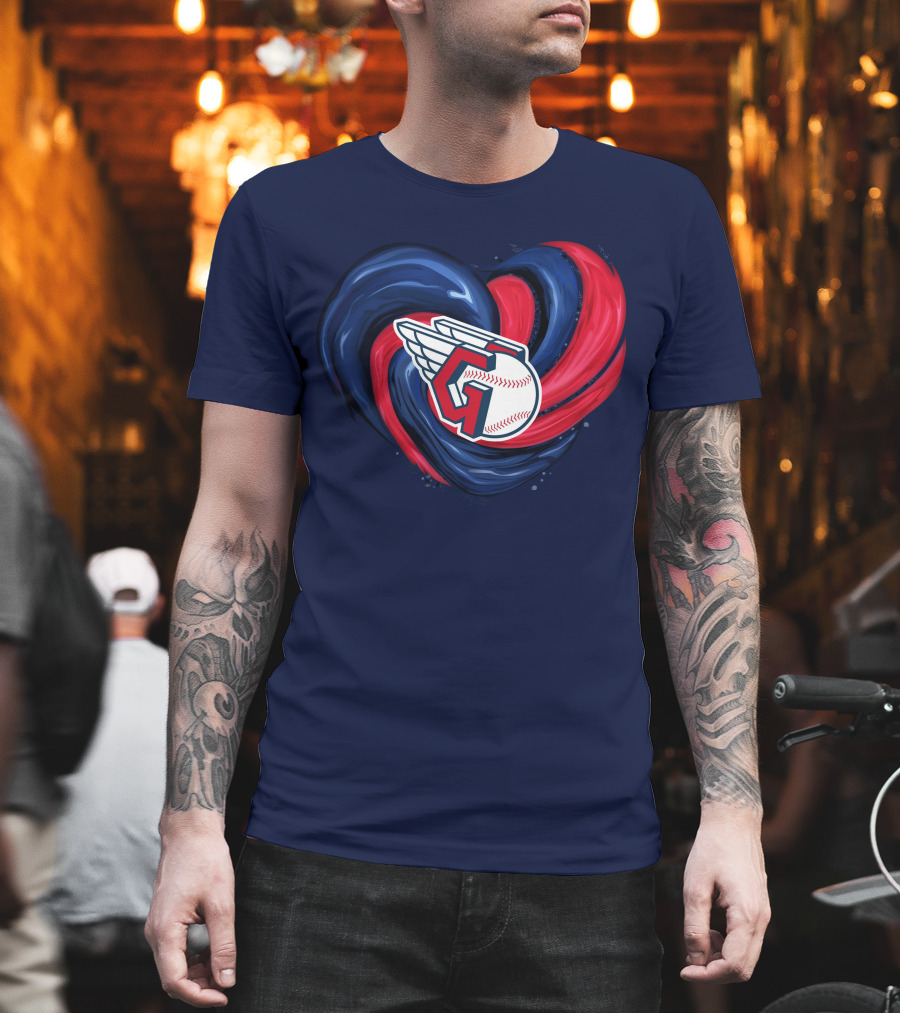 Cleveland Guardians Heart Tornado Baseball T-Shirt