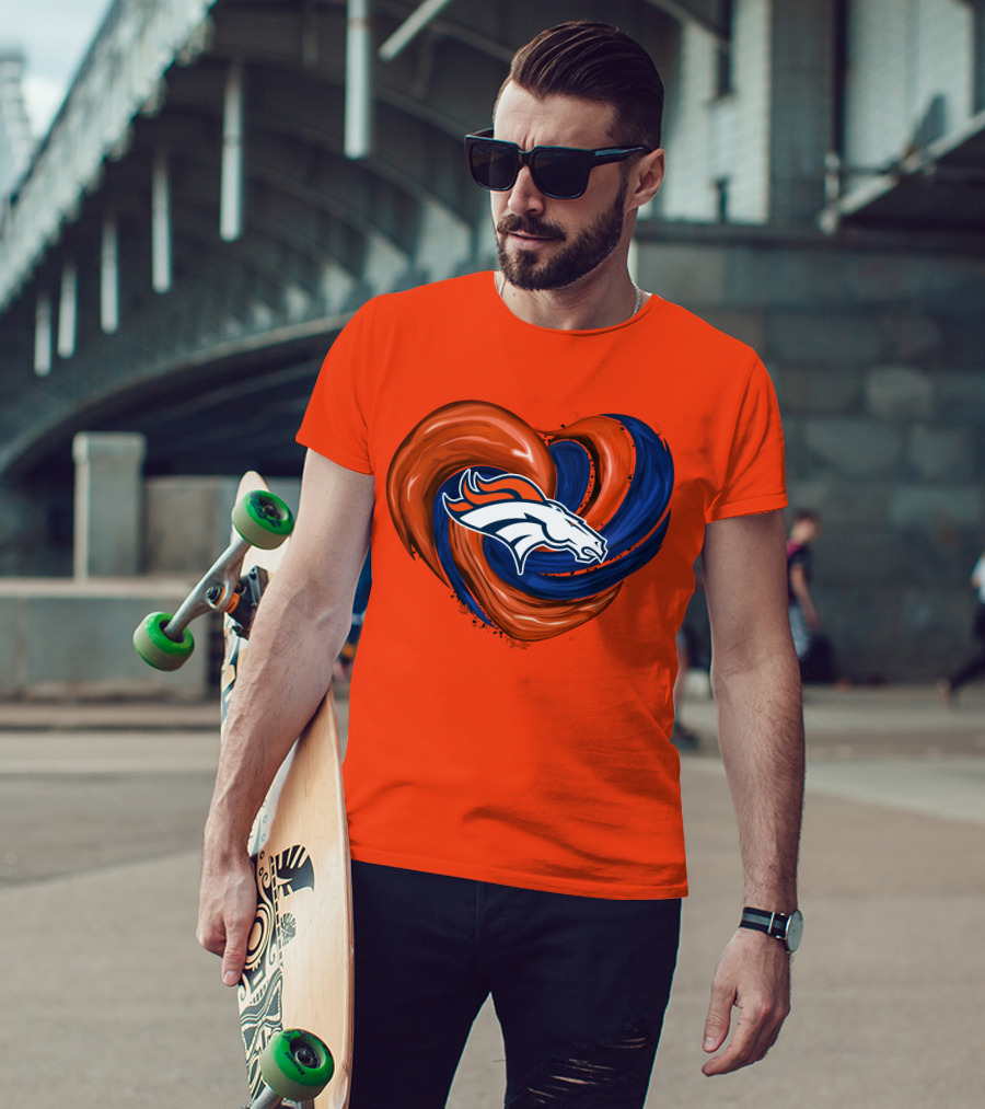 Denver Broncos Heart Logo Swirl T-Shirt