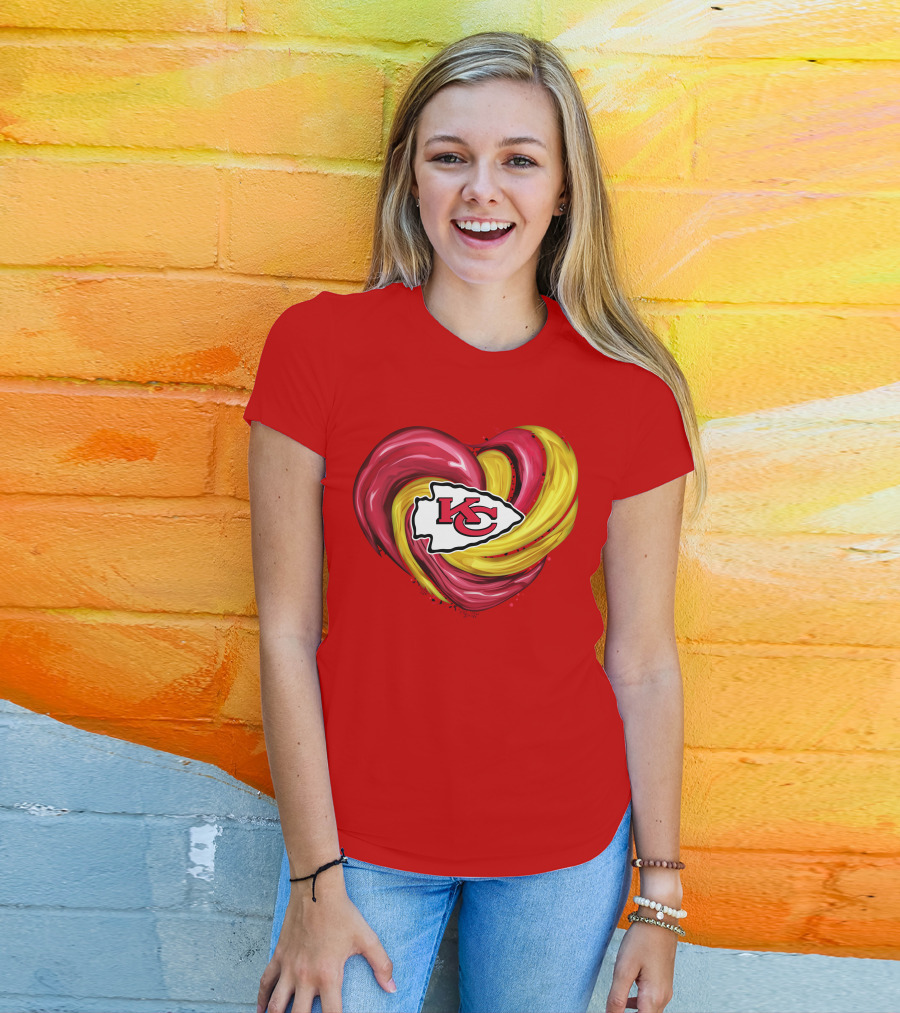 Kansas City Chiefs Heart KC Tornado Colors T-Shirt