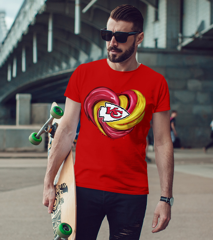 Kansas City Chiefs Heart KC Tornado Colors T-Shirt