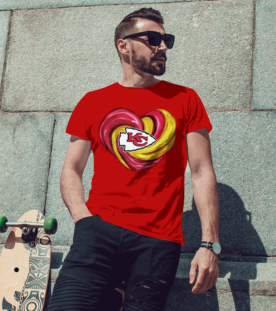 Kansas City Chiefs Heart KC Tornado Colors T-Shirt