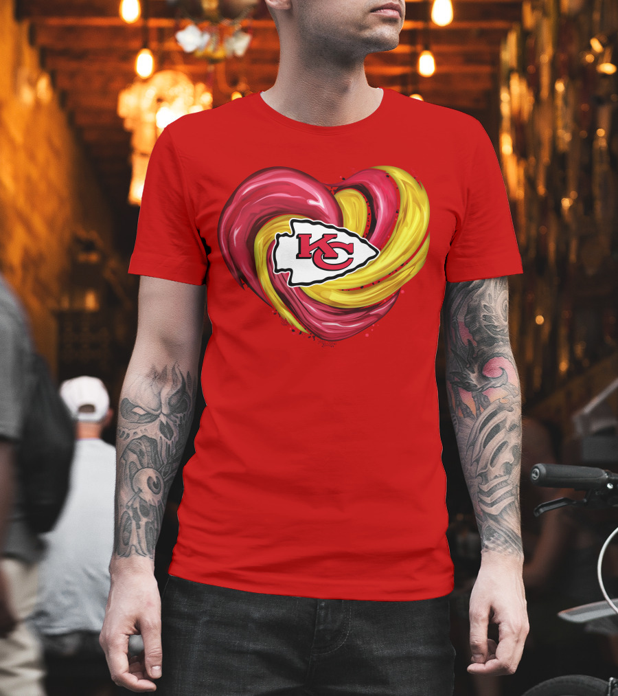 Kansas City Chiefs Heart KC Tornado Colors T-Shirt