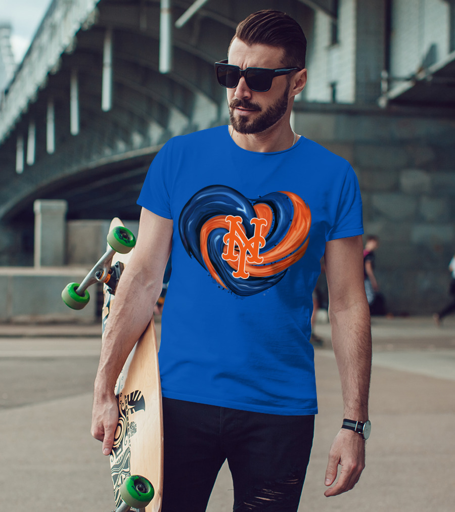New York Mets Heart Swirl Icon Emblem T-Shirt