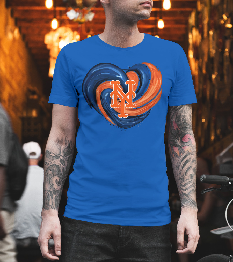 New York Mets Heart Swirl Icon Emblem T-Shirt