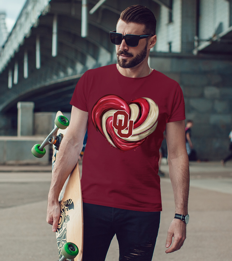 OU Red Gold Heart Tornado T-Shirt